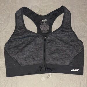 Avia Women's Charcoal and Black Zip-Front Sports Bra